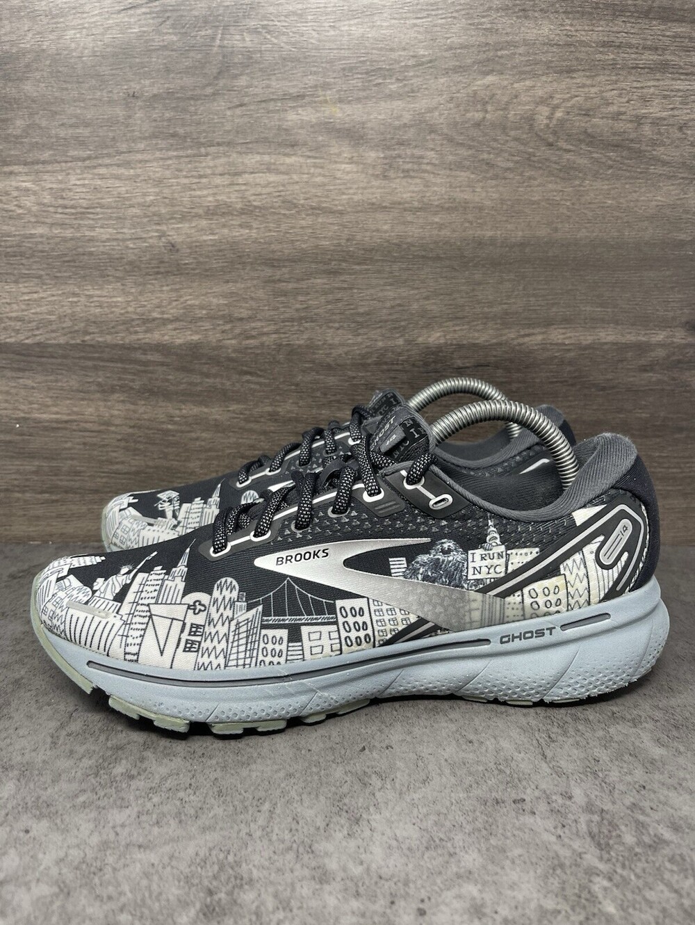 Brooks Ghost 12 I Run NYC Black White Womens Size 9 Limited Edition Running